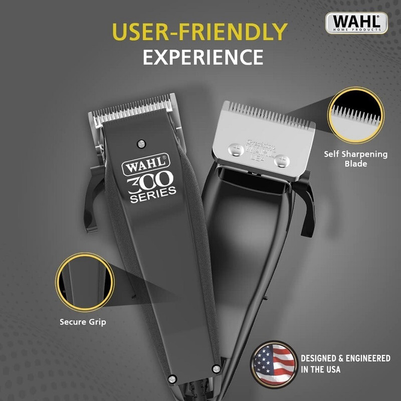 Wahl Home Pro 300 Series Hair Cutting Kit, Corded Hair Clipper Kit For Mens Grooming, 8 Comb Attachments, Self Sharpening Precision Blades With Taper Lever, 09247-1327