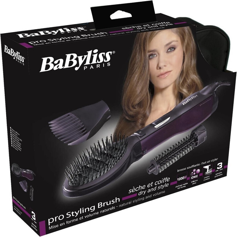 BaByliss The Paddle Air Brush Airstyler, High-Octane 1000W Pro Styling Brush, Adjustable 2 Speeds & Temperature Settings For Quick Dry, Ionic Function With 3 Attachments, AS115SDE (UAE Version)