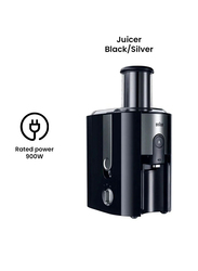 Braun Countertop Juicer Blender, 900W, J500 BRAUN, Black/Silver