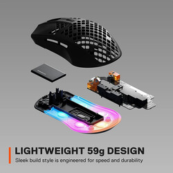 SteelSeries Aerox 3 Super Light Gaming Mouse, 8,500 CPI TrueMove Core Optical Sensor, Ultralightweight 59g, Water Resistant Design, Universal USBC connectivity, Onyx