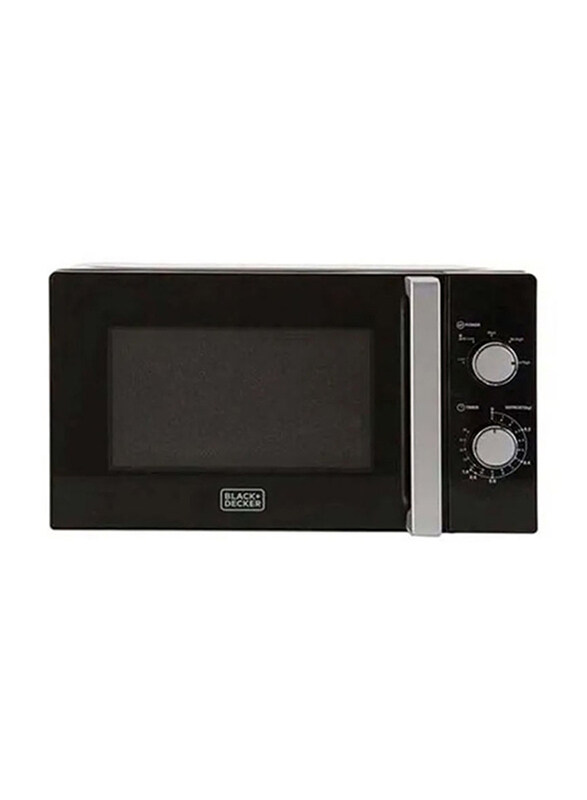 Black+Decker 20L Microwave Oven with Defrost Function, 700W, MZ2010P-B5, Black/Silver