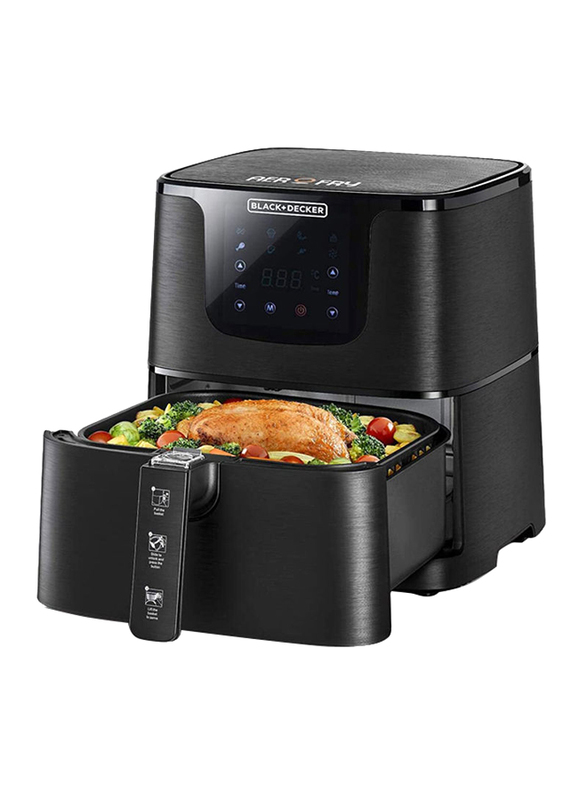 Black+Decker Digital Aerofry Air Fryer with Rapid Air Convection Technology, 1700W, AF700-B5, Black