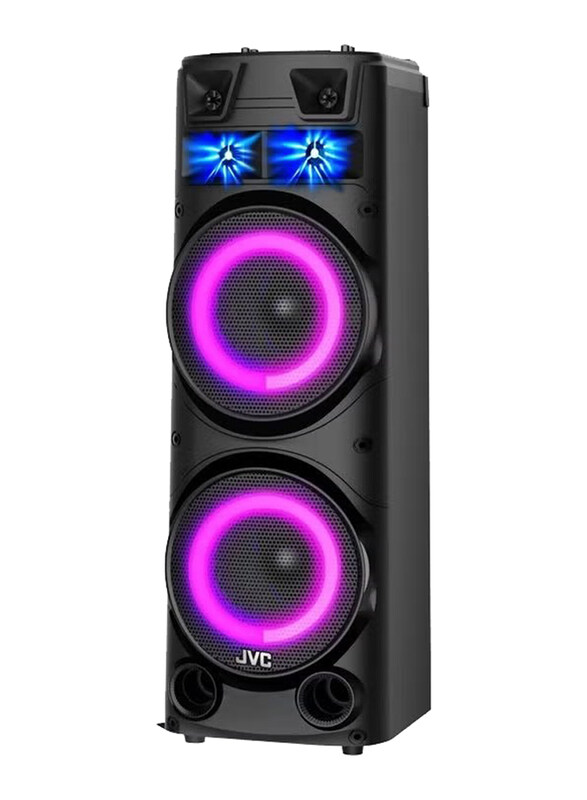 JVC Portable Bluetooth Party Speaker With Wireless Mic and Remote Control, XS-N7222PB, Black