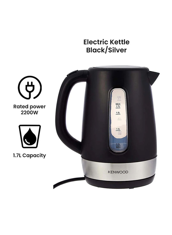 Kenwood 1.7L Electric Kettle, 2200W, ZJP01.A0BK, Black/Silver