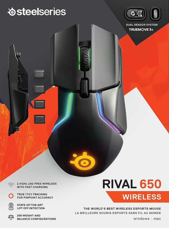 SteelSeries Rival 650, Quantum Wireless Gaming Mouse, 62456 PC