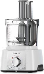Kenwood Multi-Functional Food Processor with 3L Bowl, 2 Stainless Steel Disks Blender Grinder Mill Whisk Dough Maker, 1000W, Fdp65.400Wh, White