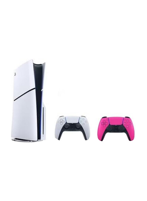 

Sony PlayStation 5 Slim Disc Console, 1TB, With 2 Controllers, International Version, White/Pink