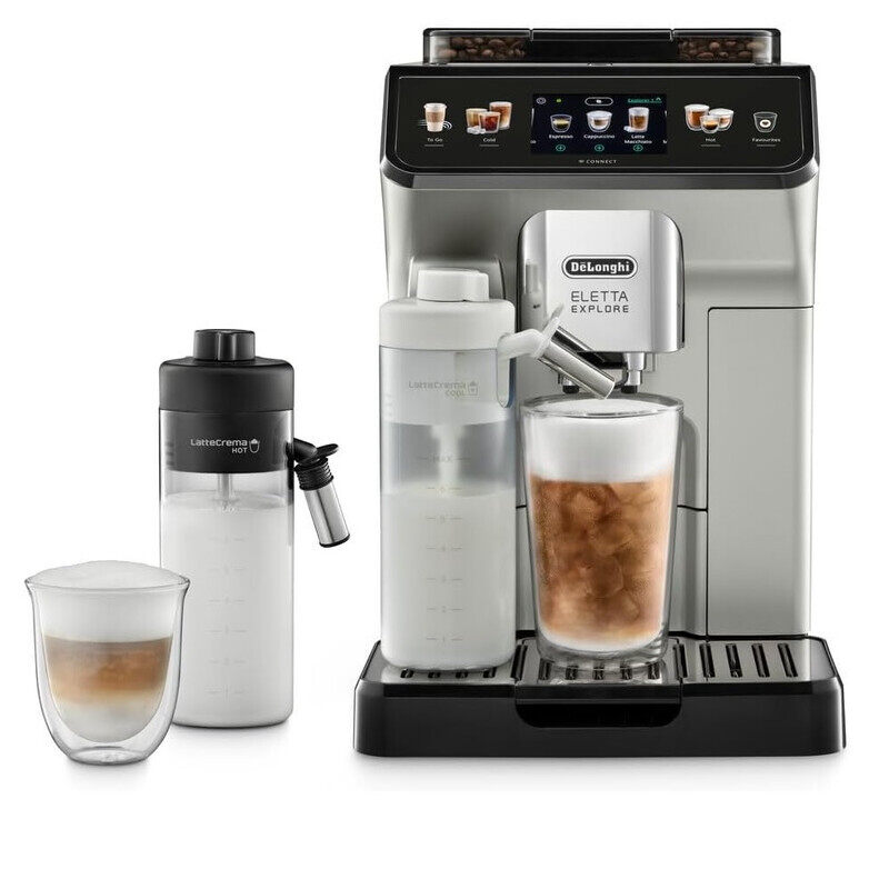 

Delonghi Eletta Cold Brew Automatic Coffee Maker With LatteCrema Hot and Cool Technology, Intuitive Colour Display, Cold Extraction Technology, 3.5 in