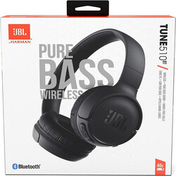 JBL Tune 510BT Wireless On-Ear Headphones, Pure Bass Sound, 57H Battery with Speed Charge, Hands-Free Call + Voice Aware, Multi-Point Connection, Lightweight and Foldable - Black, JBLT510BTBLK