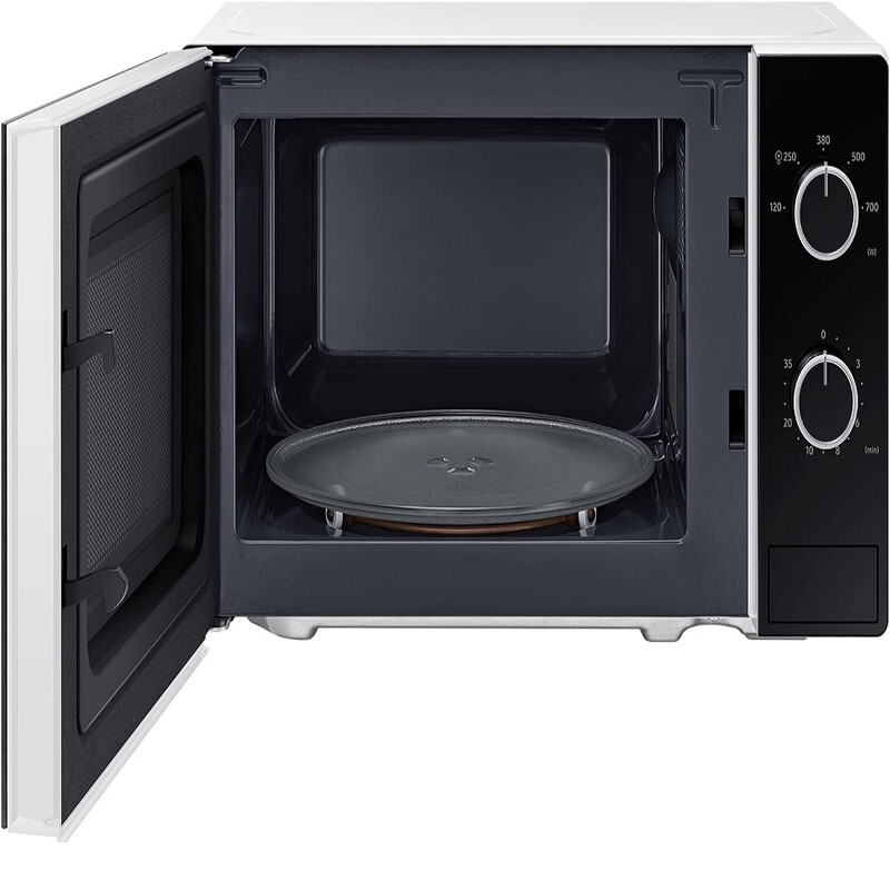 Samsung Solo Microwave Oven with Full Glass Door, 20L, White, Dual Dial, MS20A3010AH