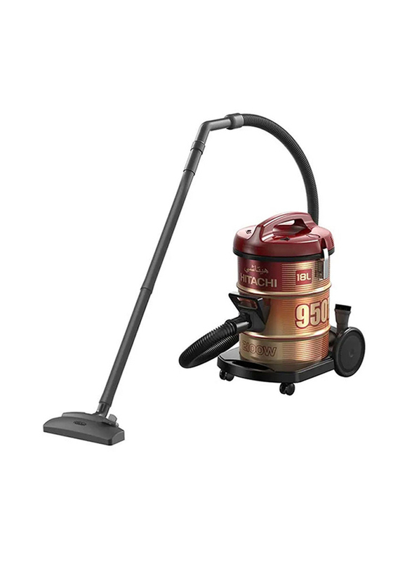 Hitachi Drum Type Vacuum Cleaner, 18L, 2100W, CV950F 24CBS WR, Brown/Red