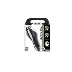 Wahl Deluxe Chrome Pro Hair Cutting Kit, Corded Hair Clipper Kit For Mens Grooming, 12 Comb Attachments, Mini Detailing Trimmer, Self Sharpening Precision Blades With Taper Lever, 79524-1027