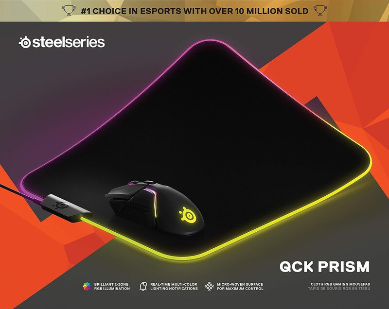 Steelseries Qck Gaming Surface,Medium RGB Prism Cloth Optimized For Gaming Sensors , Steelseries Qck Gaming Surface , Optimized For Gaming Sensors , Micro-Woven Surface