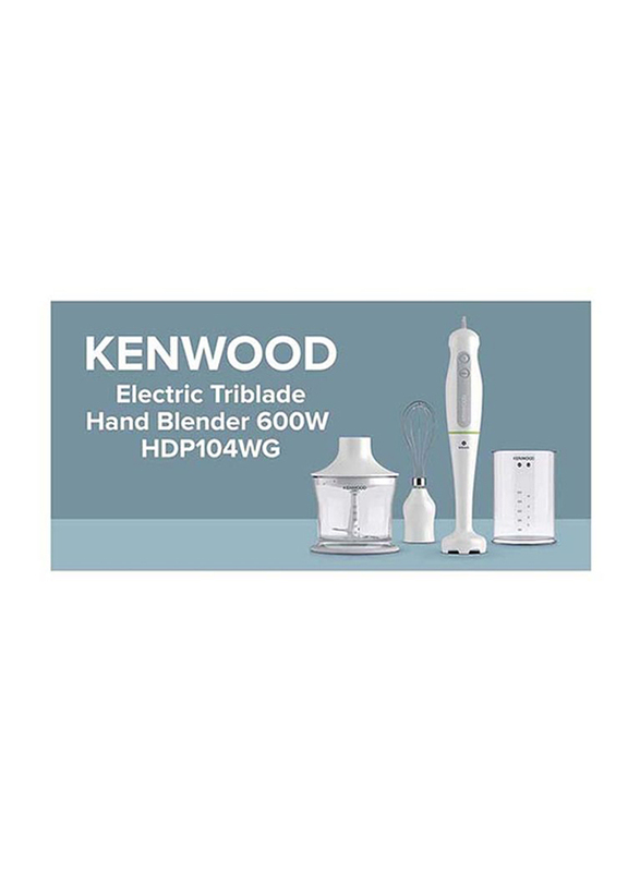 Kenwood 4-Piece Electric Hand Blender Set, 600W, HDP104, White