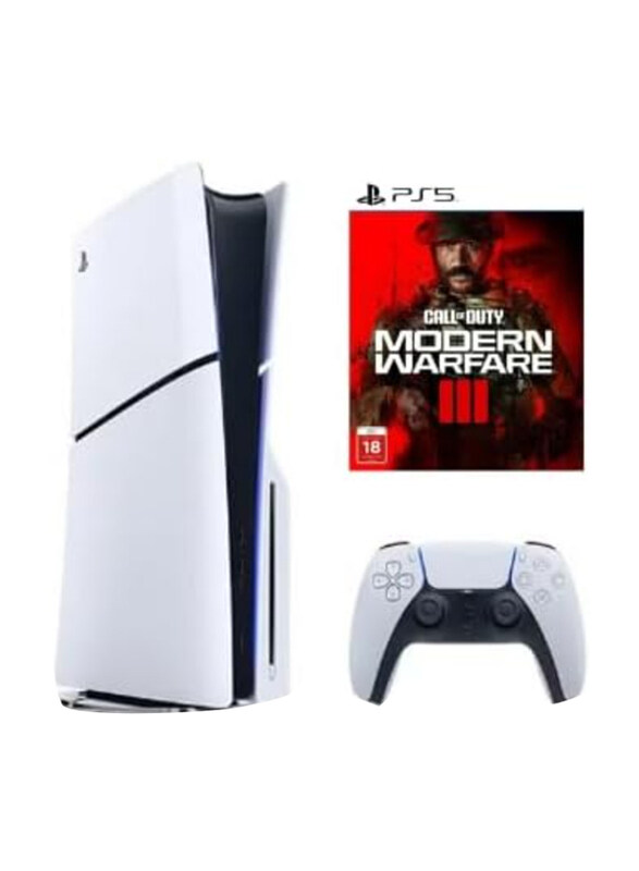 

Sony PlayStation 5 Slim Disc Console, 1TB, With 1 Controller and 1 Game (Call of Duty: Modern Warfare III), International Version, White