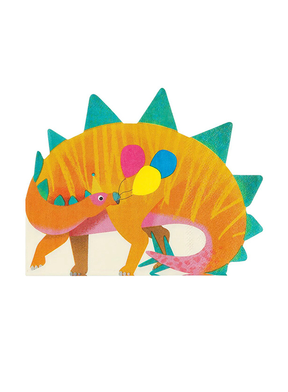 Talking Tables Party Dinosaurs Shaped Napkin, 16 x 25cm, 16 Pieces, Orange/Green