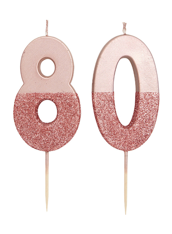 Talking Tables Glitter Number 8 Candle, Rose Gold