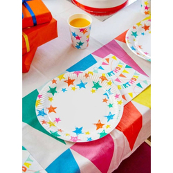 Talking Tables 9-Inch 12-Piece Birthday Brights Star Eco Paper Plate Set, Multicolour