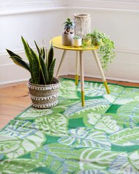 Talking Tables Fiesta Palm Woven Outdoor Rug, 120 x 180cm, Dark Green/Light Green/Beige