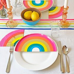 Talking Tables 23.5cm 12-Piece Rainbow Shaped Paper Plate Set with Foil, Multicolour