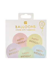 Talking Tables Pastel Latex Printed Happy Birthday Balloons, 5 Pieces, Ages 3+