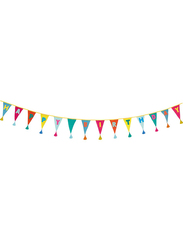 Talking Tables We Heart Birthdays Rainbow Fabric Embroidered Bunting with 12 Pennants, 3 Meters, Multicolour