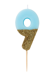 Talking Tables We Heart Birthdays Glitter Number 9 Candle, Blue