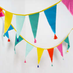 Talking Tables We Heart Birthdays Rainbow Fabric Bunting with 12 Pennants, 3 Meters, Multicolour