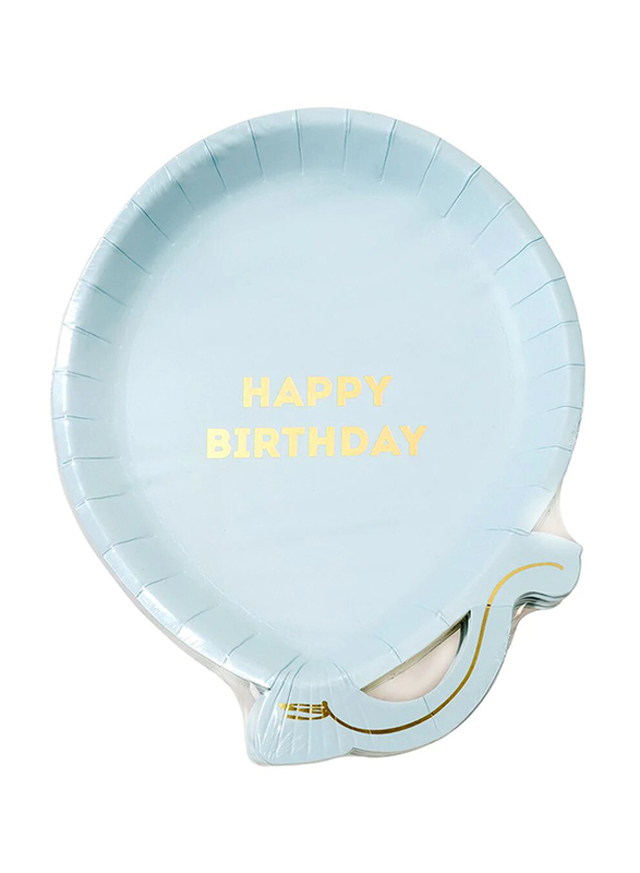 Talking Tables 18 x 28cm 12-Piece We Heart Birthdays Balloon Paper Plate Set, Blue