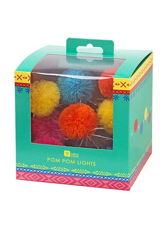 Talking Tables 2-Meter Boho Mix Pom Pom Indoor/Outdoor LED Lights, Multicolour