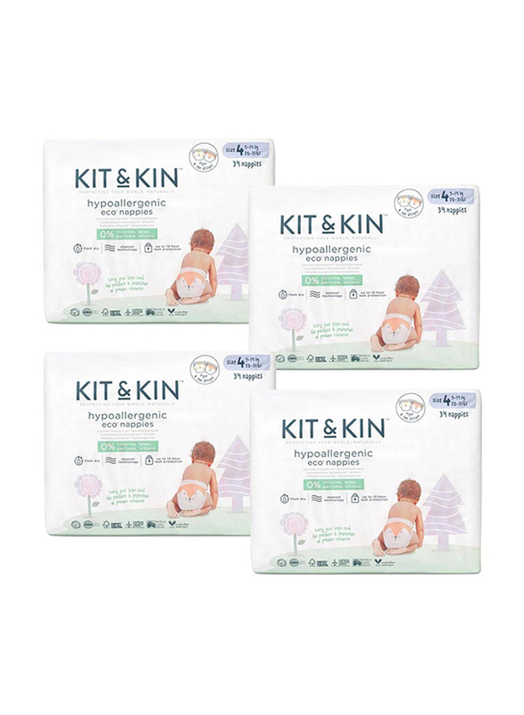 Kit & Kin Eco Diapers Size 4 - 128 Count (4x32)