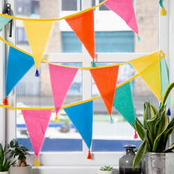 Talking Tables We Heart Birthdays Rainbow Fabric Bunting with 12 Pennants, 3 Meters, Multicolour