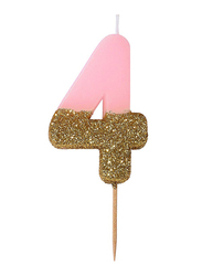 Talking Tables We Heart Birthdays Glitter Number 4 Candle, Pink