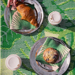 Talking Tables Fiesta Palm Woven Outdoor Rug, 120 x 180cm, Dark Green/Light Green/Beige