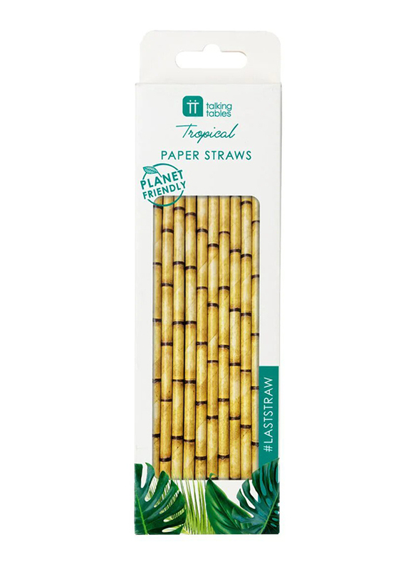 Talking Tables 30-Piece Tropical Fiesta Paper Straw Set, Brown