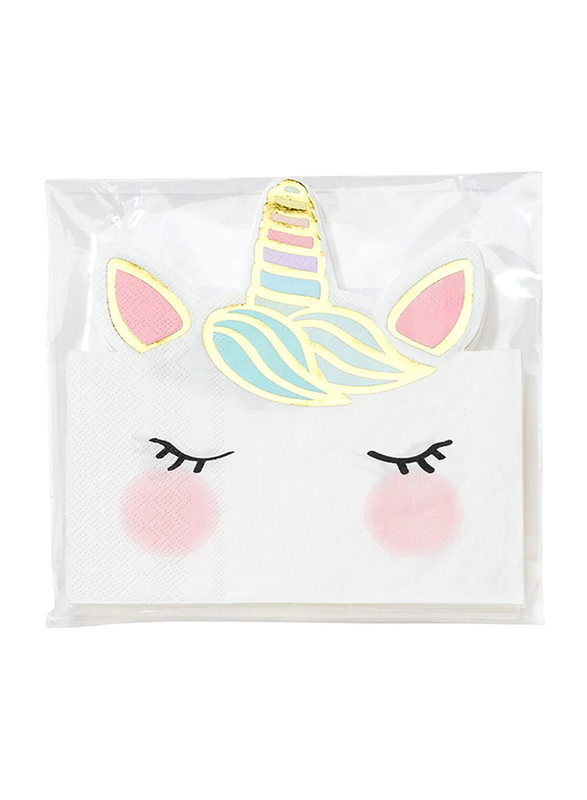 Talking Tables We Heart Unicorns Shaped Napkin, 12 x 33cm, 12 Pieces, White/Pink/Gold