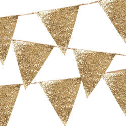 Talking Tables Luxe Glitter Bunting, 3 Meters, Pu Gold
