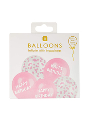 Talking Tables Latex Printed Happy Birthday Confetti Balloons with Ribbon, 5 Pieces, Ages 3+