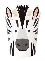 Talking Tables 250ml 8-Piece Party Animals Paper Cup Set with Zebra Wrap, Black/White