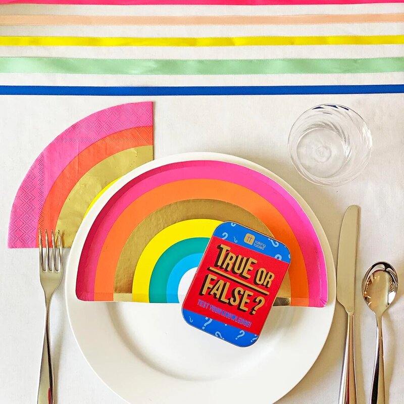 Talking Tables 23.5cm 12-Piece Rainbow Shaped Paper Plate Set with Foil, Multicolour