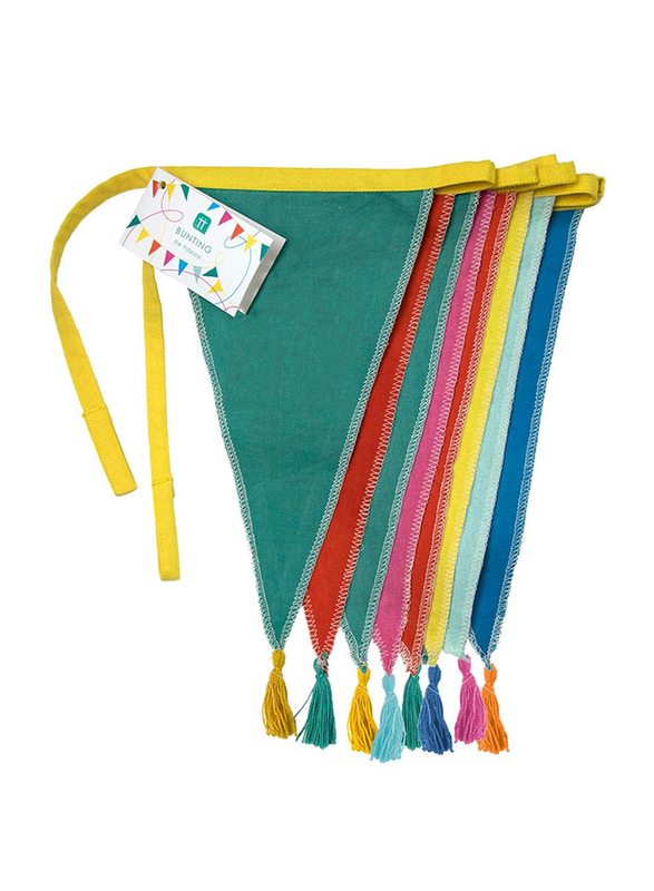 Talking Tables We Heart Birthdays Rainbow Fabric Bunting with 12 Pennants, 3 Meters, Multicolour