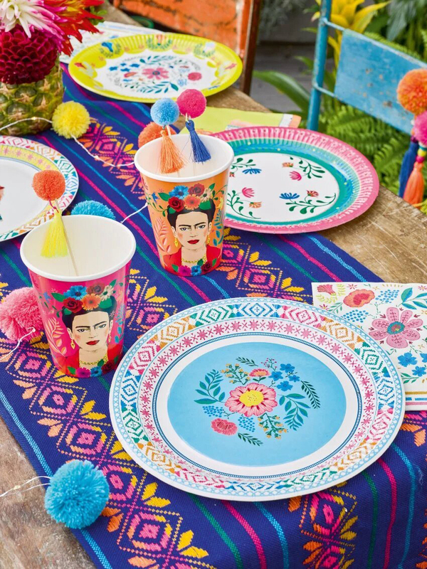 Talking Tables 9-Inch 12-Piece Boho Mix Floral Round Paper Plate Set, Multicolour