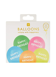 Talking Tables Rainbow Latex Printed Happy Birthday Balloons, 5 Pieces, Ages 3+