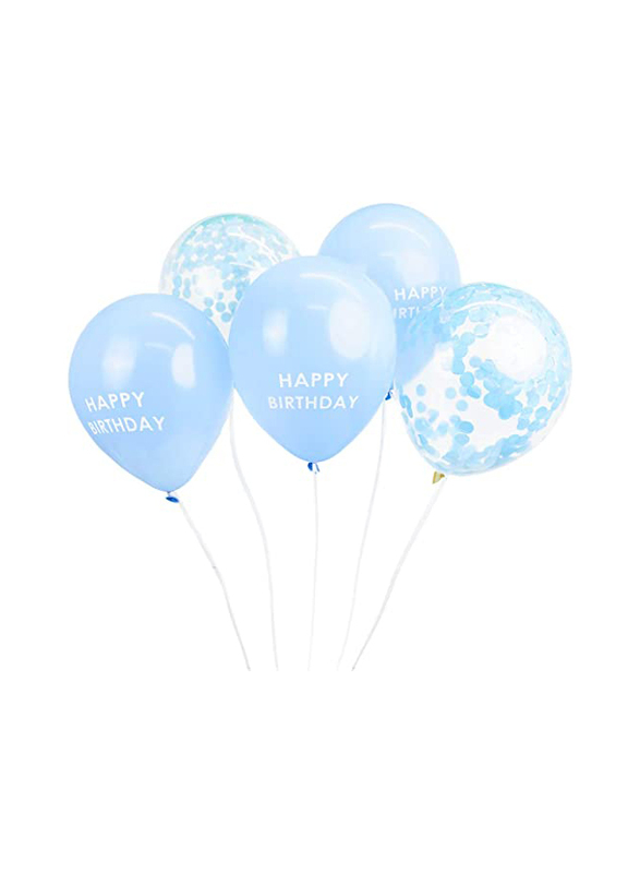 Talking Tables Latex Printed Happy Birthday Balloons with Ribbon, 5 Pieces, Ages 3+