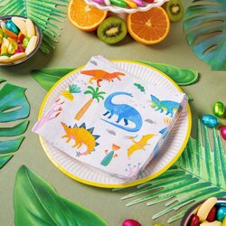 Talking Tables Party Dinosaur Napkin, 20 x 33cm, 20 Pieces, Multicolour