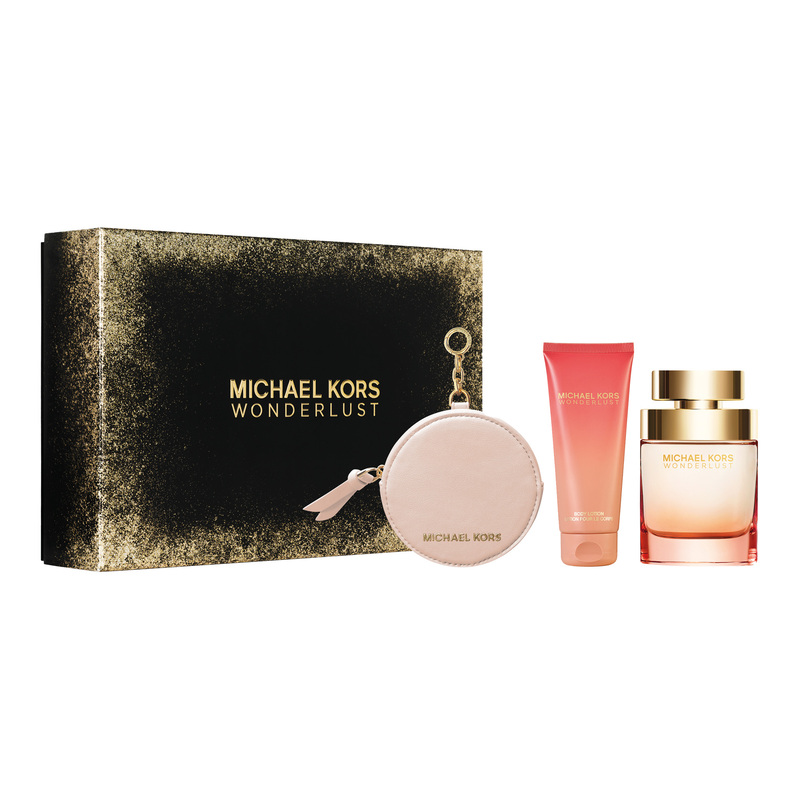 

MICHAEL KORS WONDERLUST EDP Perfume NAT SPRAY 100 ML + 1 TUBE BODY LOTION 100 ML + MK ROUND PURSE