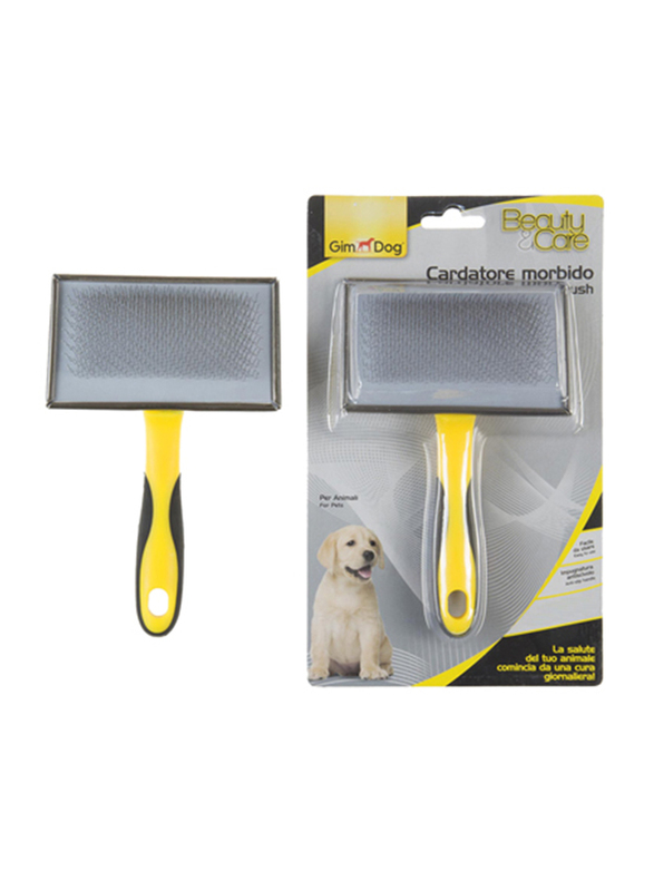 Gimborn Gimdog Soft Slicker Brush, Medium, Black/Yellow