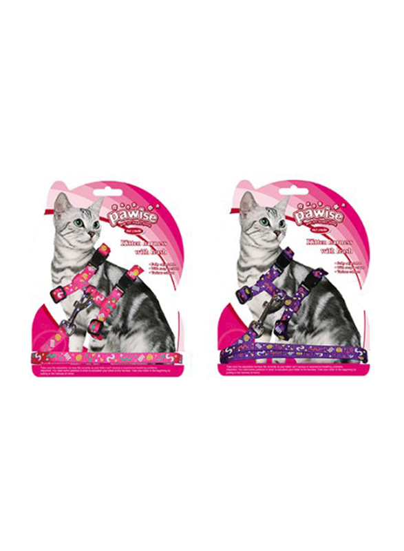 Pawise Kitten Harness with 1.2 Meter Leash, Pink/Purple