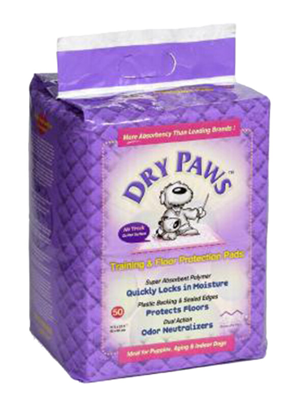 

Midwest Dry Paws Training and Floor Protection Pads for Dogs, 50-Pieces, Small, Purple