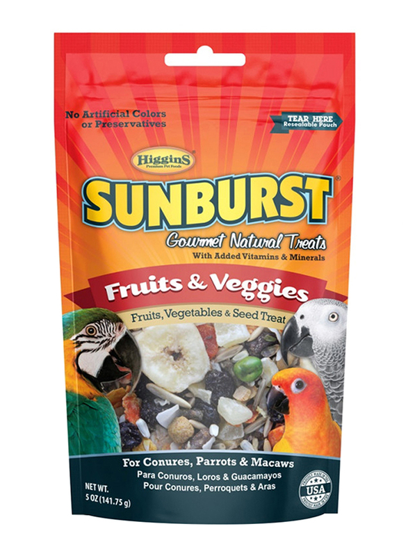 Higgins Sunburst Treats Fruit & Veggies Bird Dry Food, 5oz